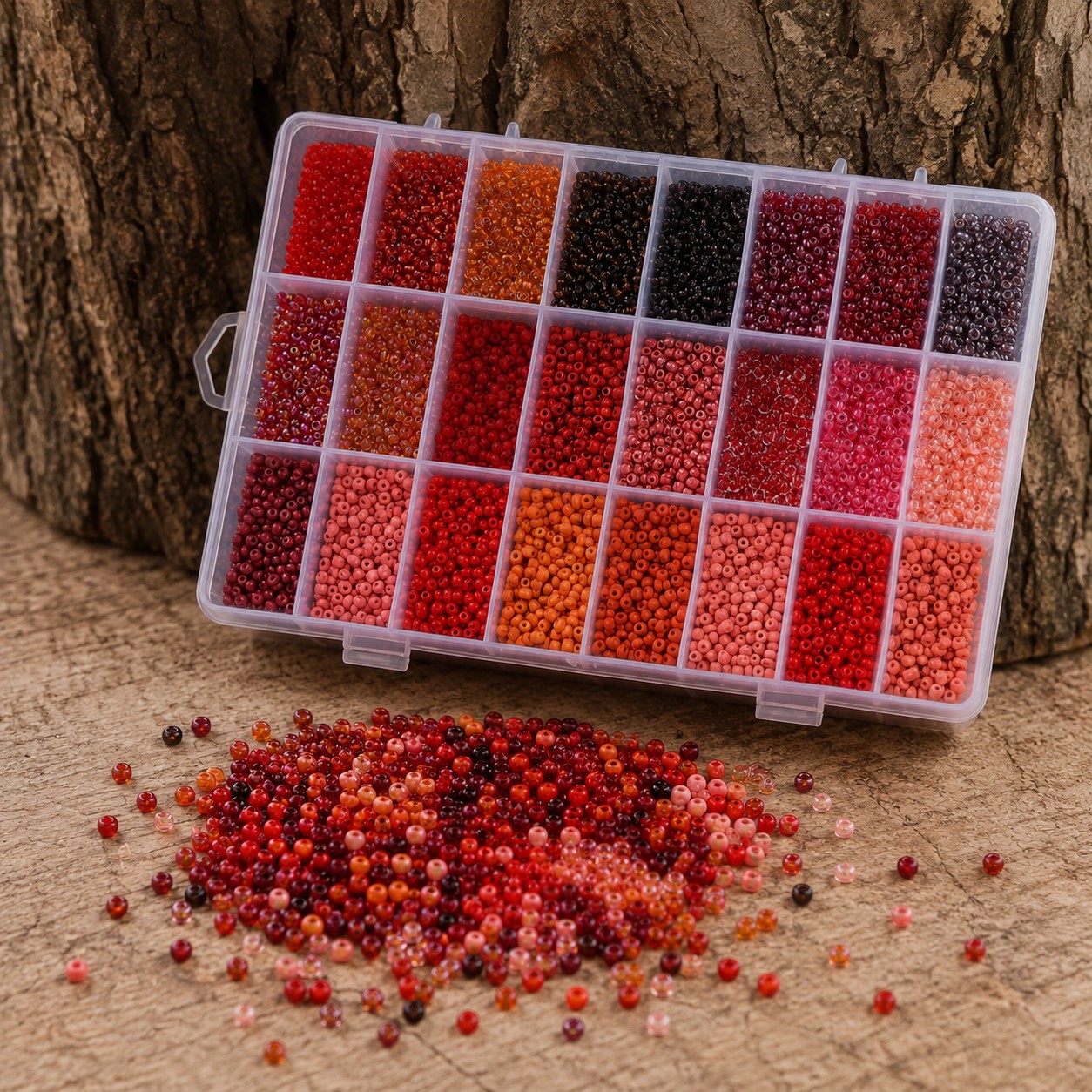 24 Farben K9 Glasperlen Rocailles Mischpackung 8/0 ca. 3 - 4 x 2 - 3 mm