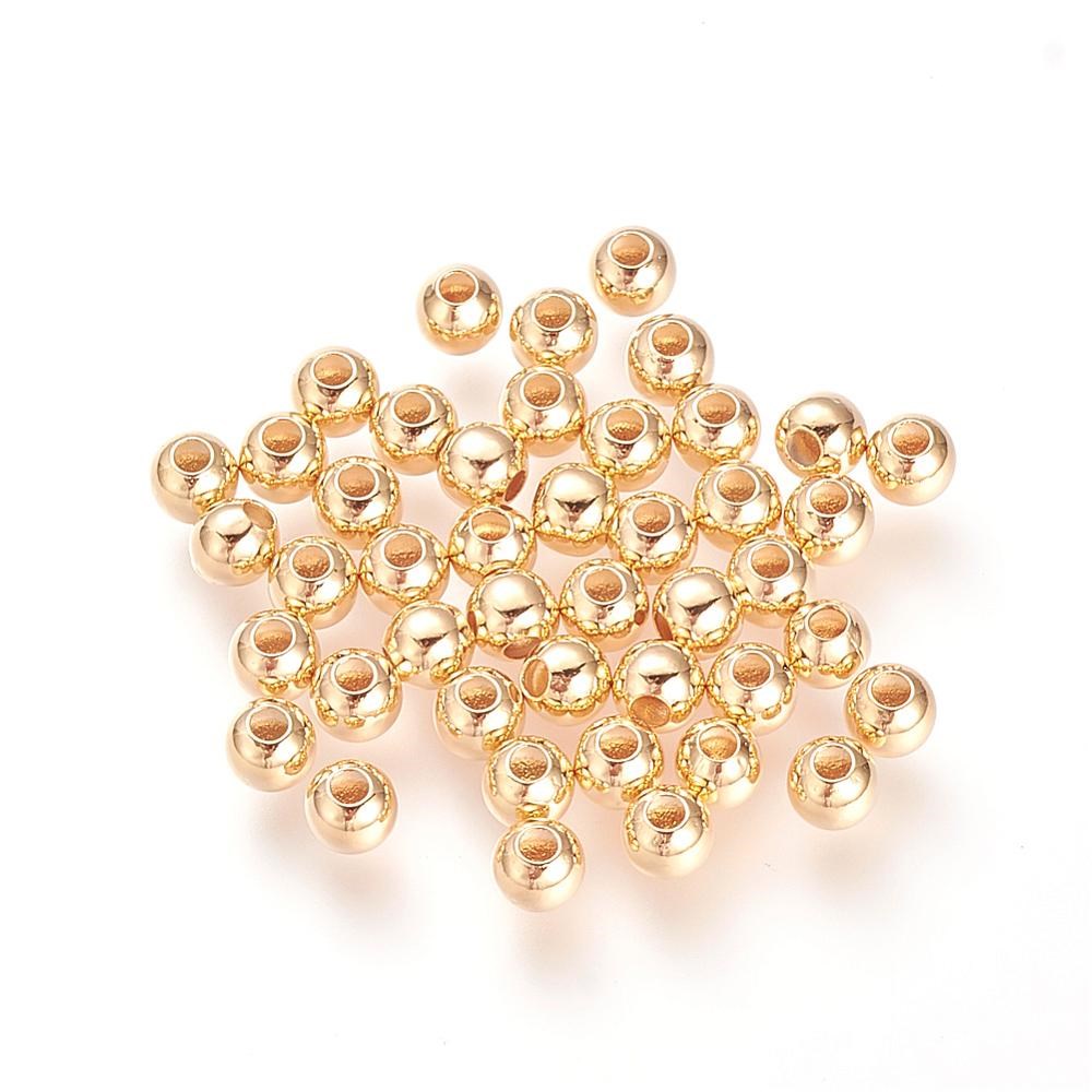 20 Zwischenperlen Spacer echt 18K vergoldet rund glatt 4 mm