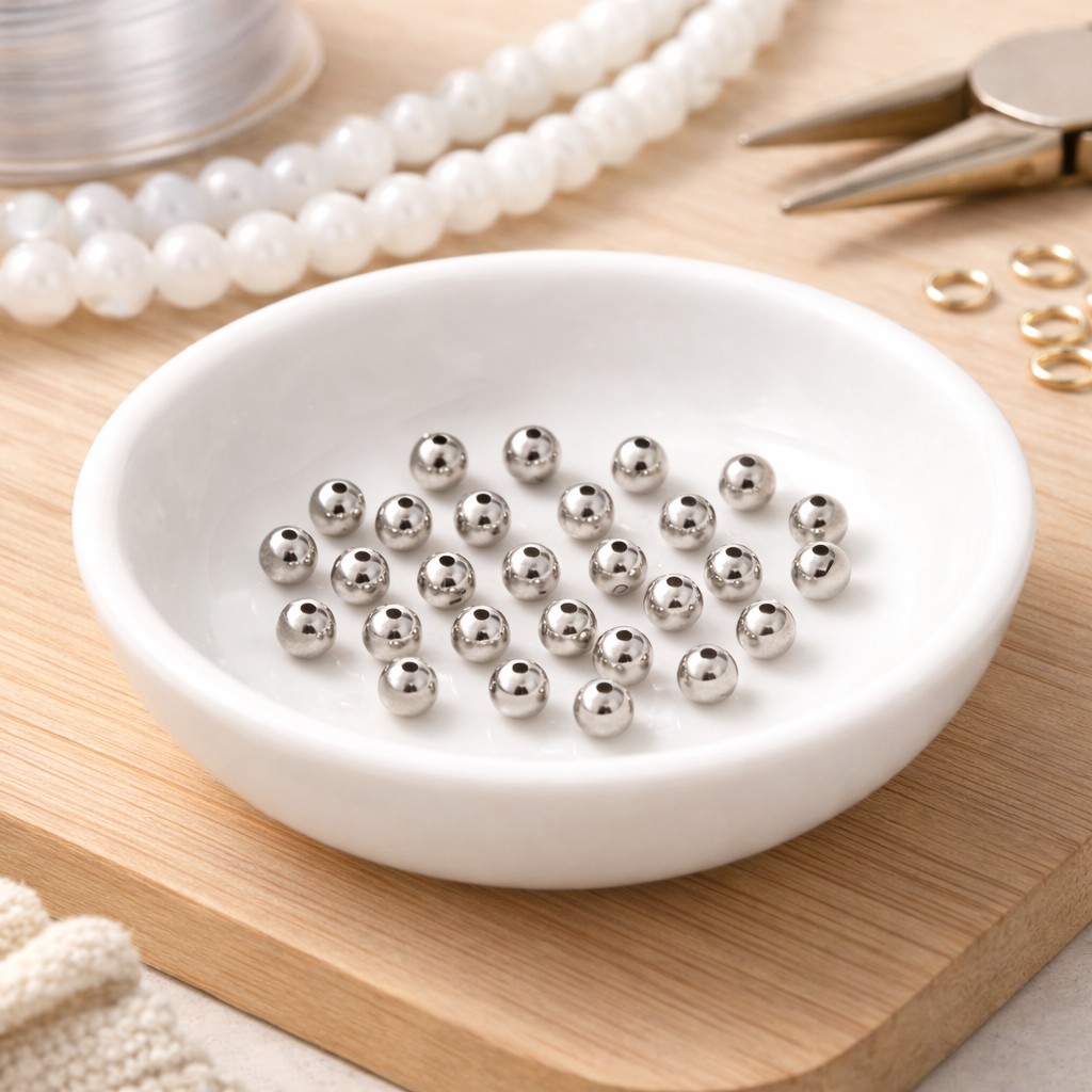 20 Edelstahlperlen 3 x 2,5 mm Durchmesser