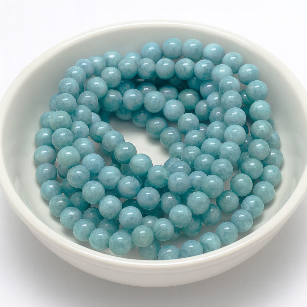 Jadeperlen gefärbt rund glänzend glatt 8 mm (ca. 47 Perlen / ca. 38 cm Länge)