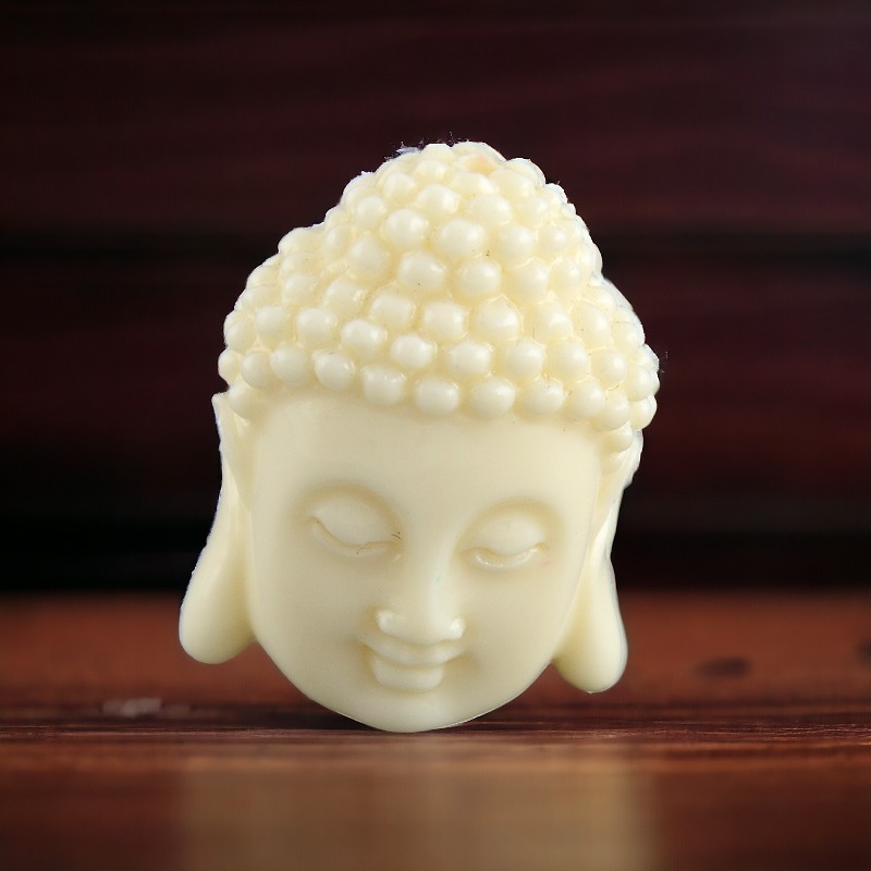 S0031501B2 2 Buddha Kopf Perlen aus Acryl naturfarben 15,5 x 11 x 6 mm