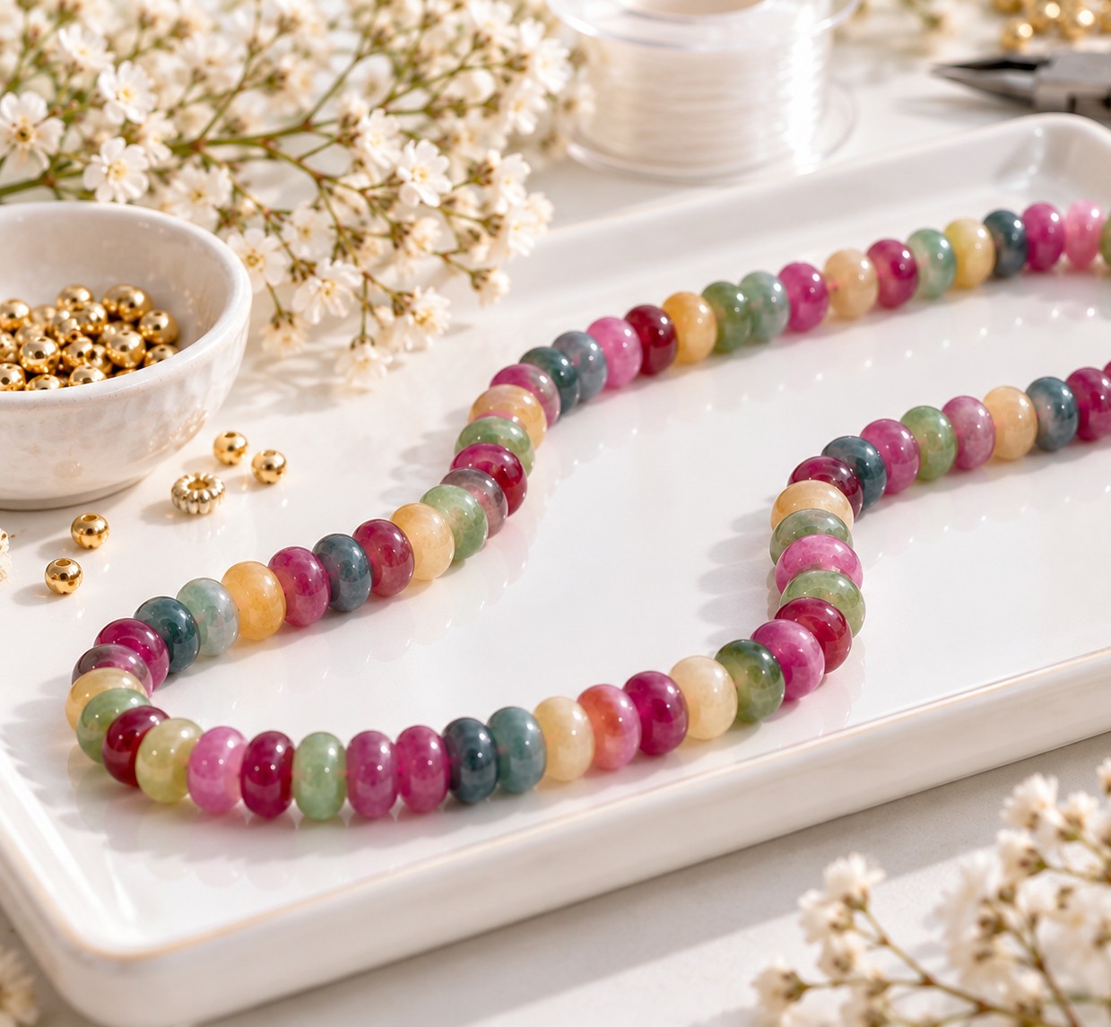 Jade Perlenstrang Rondelle 8 - 8,5 mm gefärbt (ca. 72 Perlen / ca. 38 cm Länge)