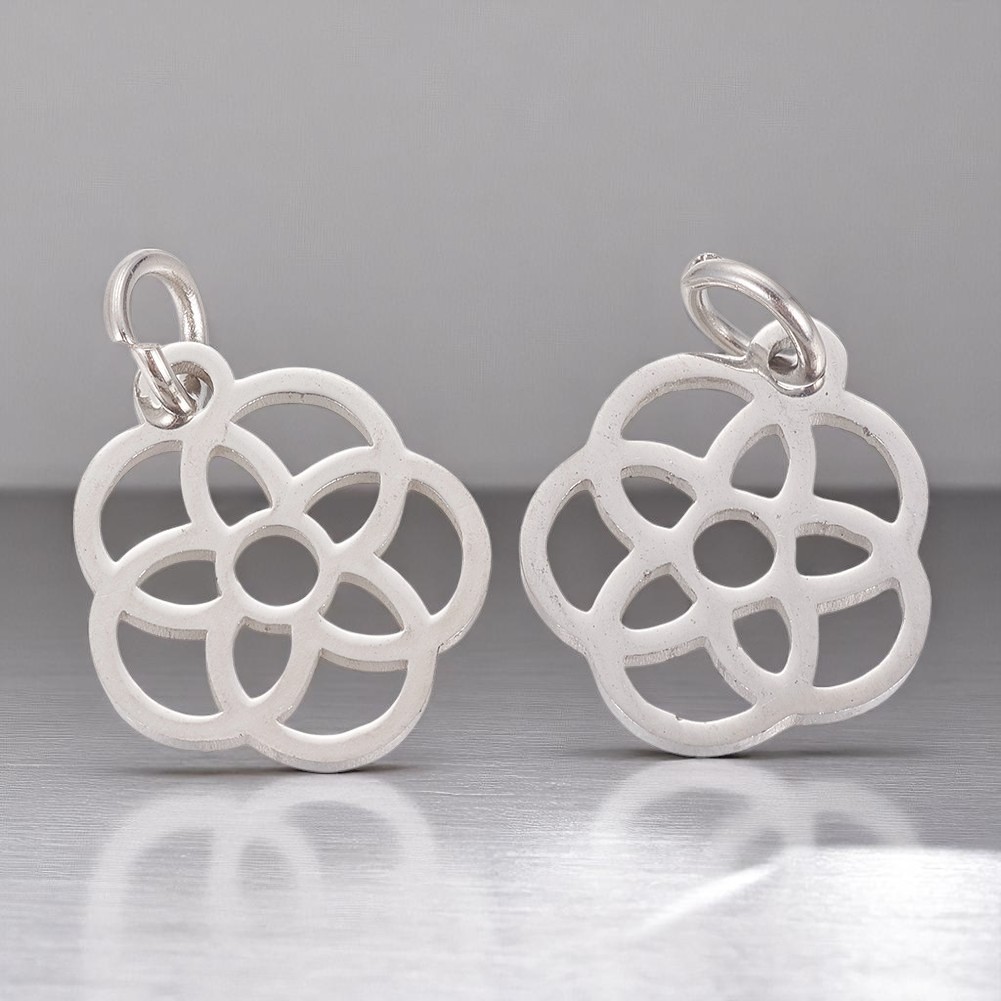 Edelstahlanhänger Blume des Lebens 13 x 12 x 1,1 mm mit Biegering Edelstahlanhänger Blume des Lebens 13 x 12 x 1,1 mm mit Biegering