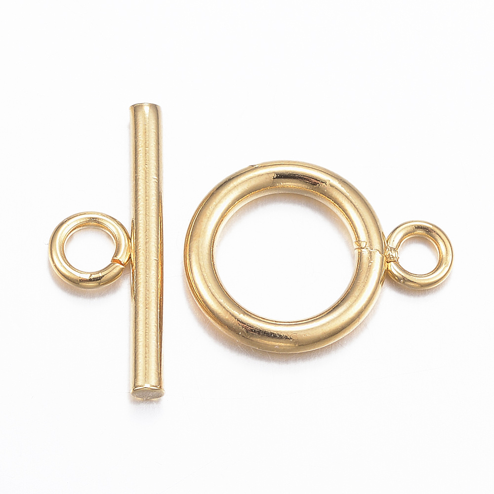 Edelstahl Knebelverschluß goldfarben Ring 16 x 12 x 2 mm  Stift 18 x 7 x 2 mm