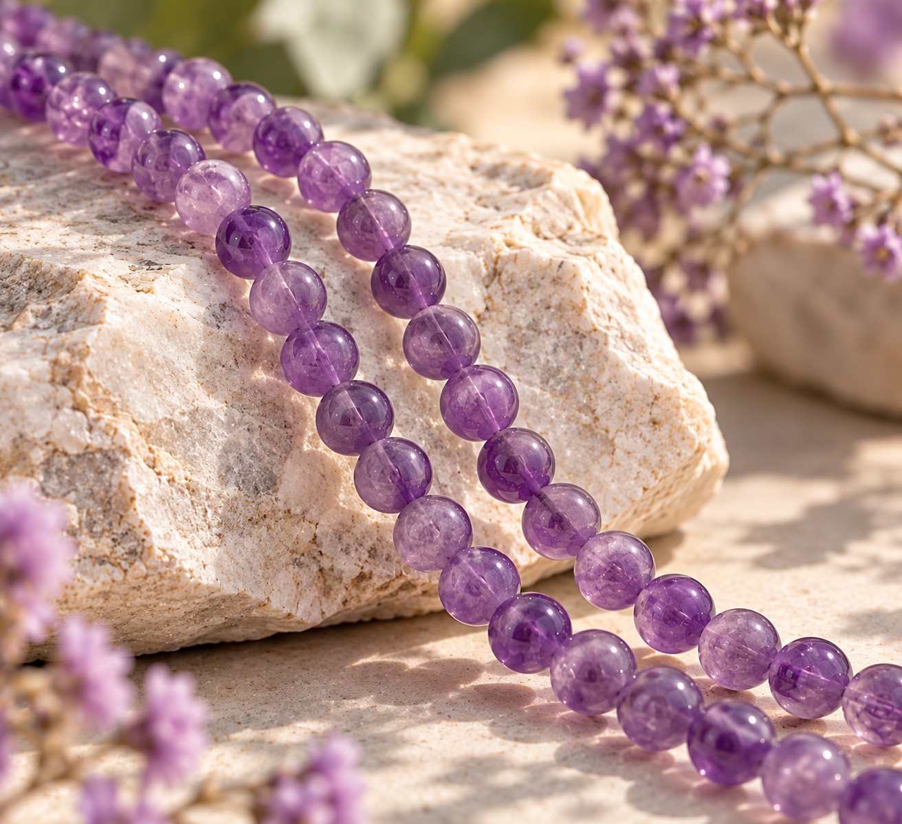 Amethyst Perlenstrang 5,5 mm unregelmäßige Perlen (ca. 33 cm Länge)