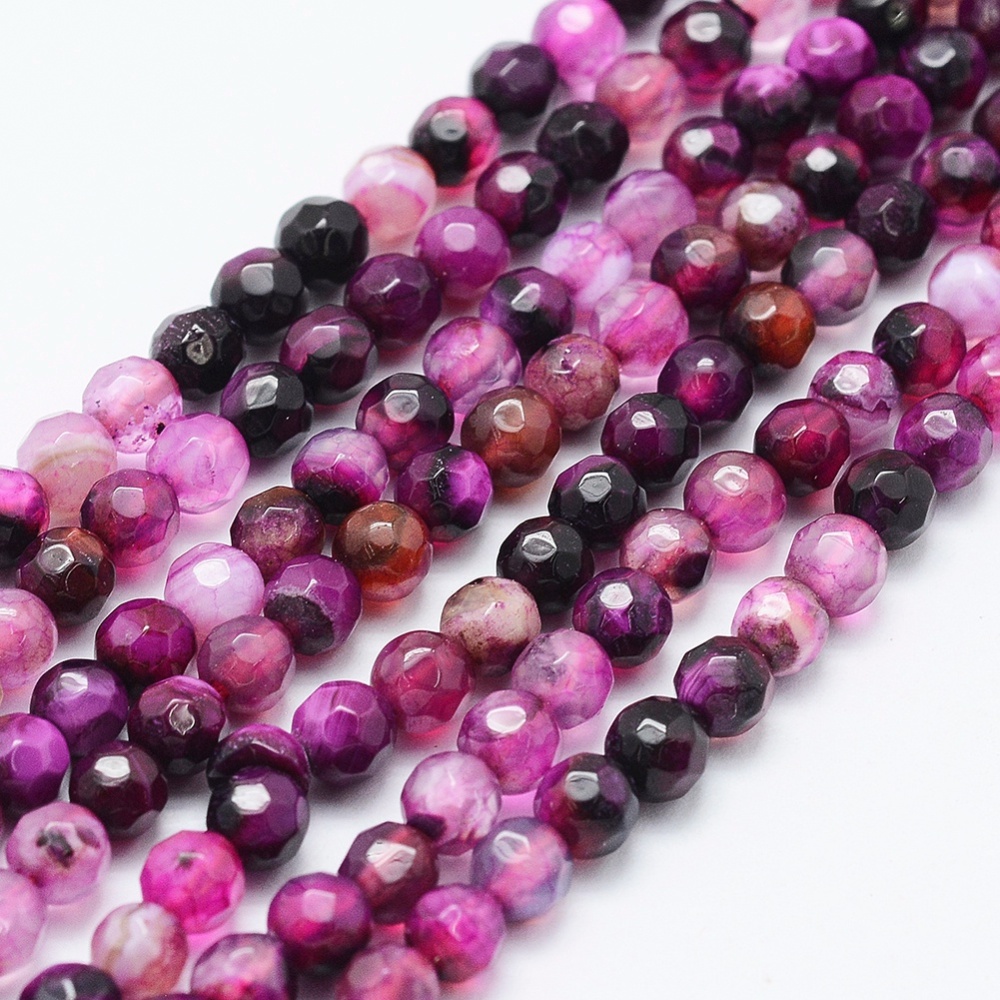 Achat Perlenstrang facettiert dunkel orchideenfarben 4 mm (ca. 92 Perlen / ca 37 cm Länge)