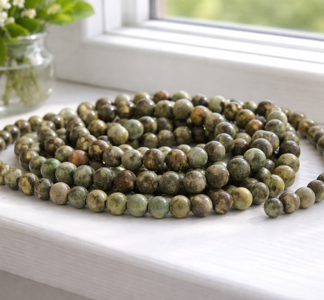 Variscit Perlenstrang 6,2 - 6,4 mm (ca. 64 Perlen / ca. 39 cm Länge)