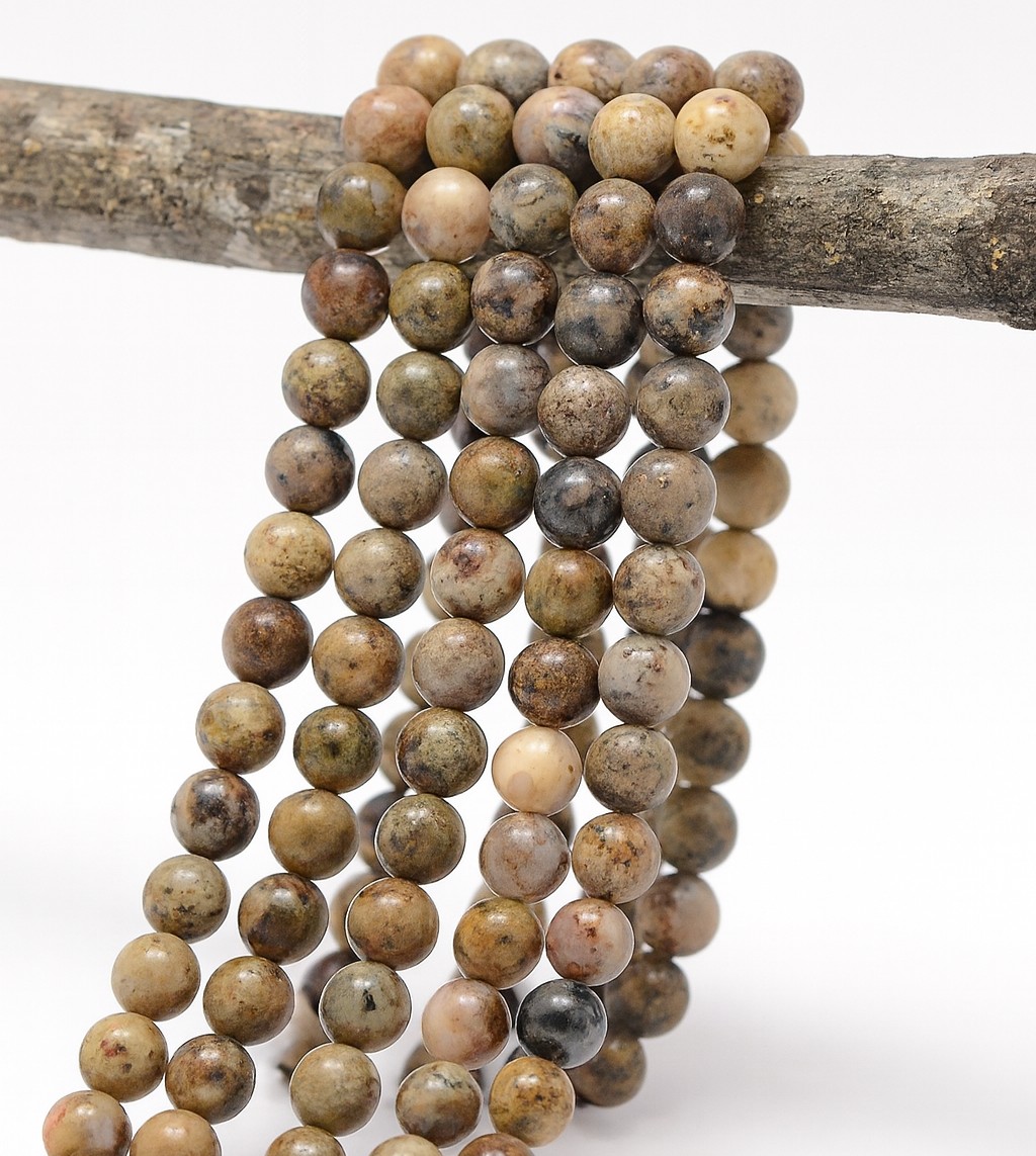 Natürlicher Tiger Quarz Perlenstrang 6 mm rund glatt glänzend (ca. 62 Perlen / ca. 40 cm Länge)