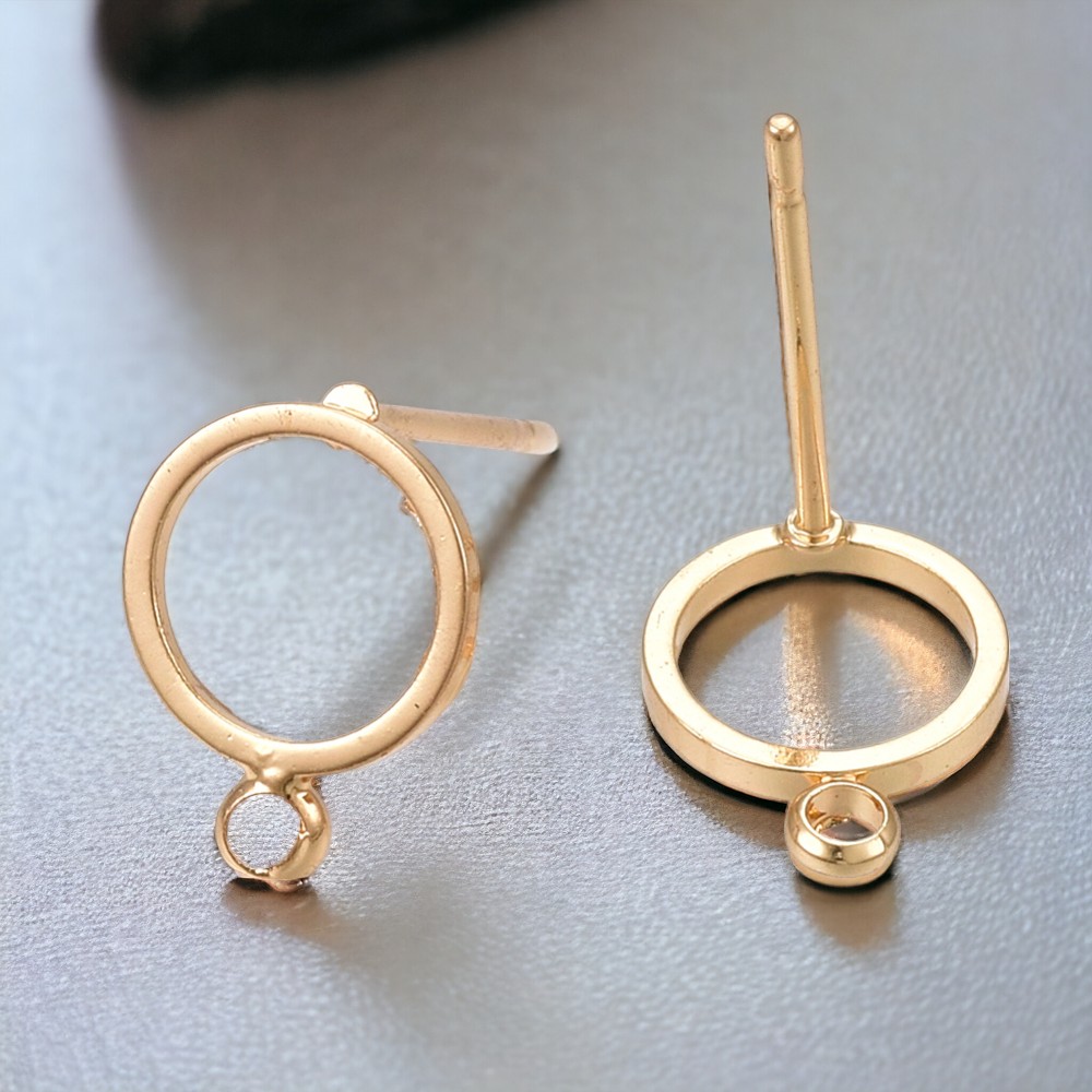 1 Paar Ohrstecker echt 18k vergoldet 12,5 x 10 mm mit weichem Ohrstopper