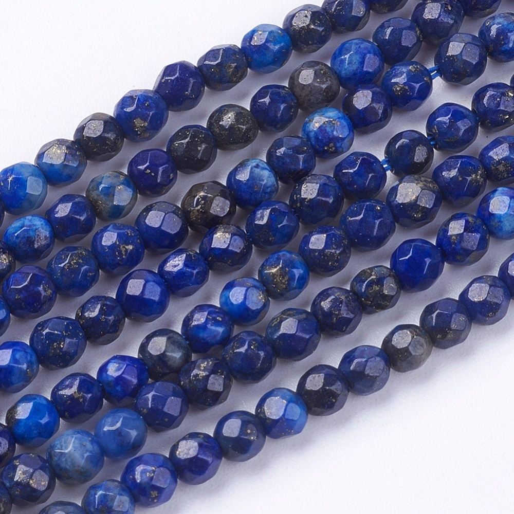 lapislazuli-3-mm-facettiert-perlenstrang Natürlicher Lapislazuli Perlenstrang 3 - 3,4 mm facettiert (ca. 39,5 cm Länge)