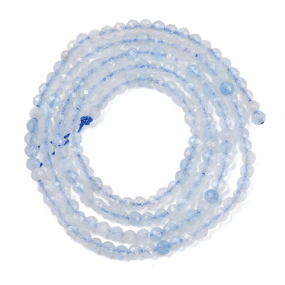 Facettierter Aquamarin Perlenstrang 2,3 mm (ca. 184 Perlen / ca. 39 cm Länge)