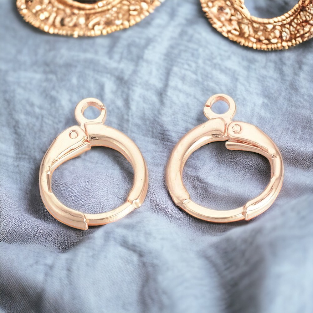 4 Metall Creolen Klappribrisuren mit Öse roségoldfarben 15 x 11 5 x 2 mm