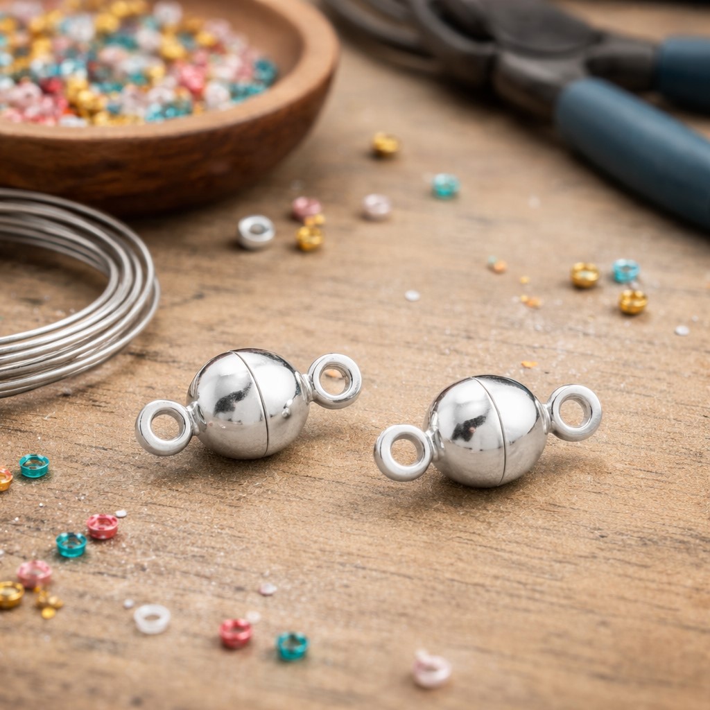 2 hochwertige platinfarbene Magnetverschlüsse 11,5 x 6 mm - sicher und elegant für Schmuckdesign