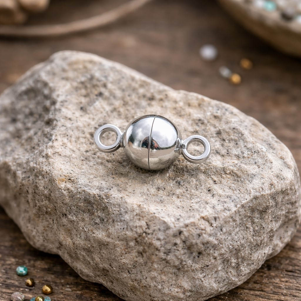 2 hochwertige platinfarbene Magnetverschlüsse 11,5 x 6 mm - sicher und elegant für Schmuckdesign