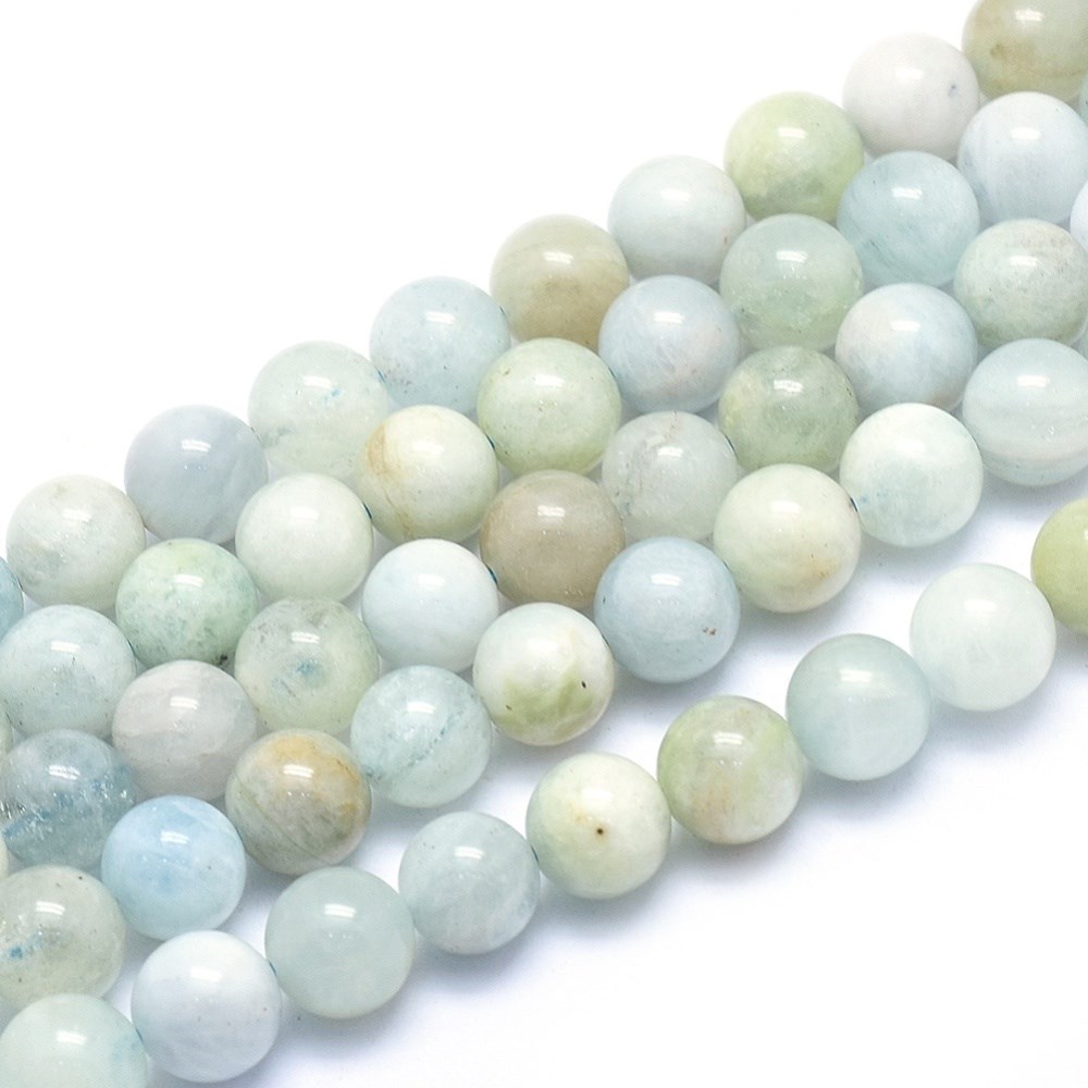 perlen-aquamarin-6-mm Natürlicher Aquamarin Perlenstrang rund glatt glänzend 6,3 - 6,4 mm (ca. 64 Perlen / ca. 39 cm Länge)