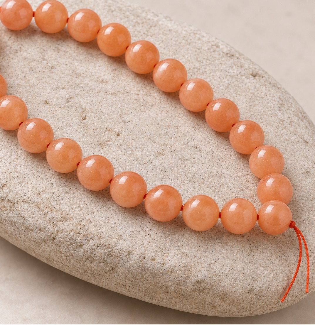 Kurzer Jade Perlenstrang 8 - 8,4 mm orange gefärbt (ca. 23 Perlen / ca. 18,5 cm)