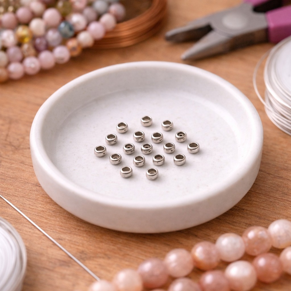 20 Edelstahl Quetschperlen 2 x 1 mm