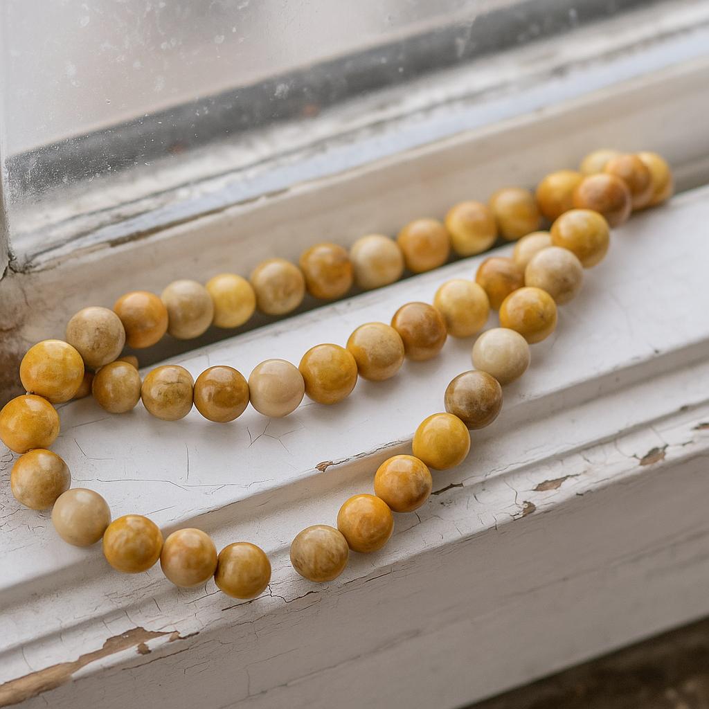 Natürlicher Jaspis Perlenstrang 6,2 - 6,4 mm in warmen Naturtönen (ca. 59 Perlen / ca. 37,5 cm Länge)