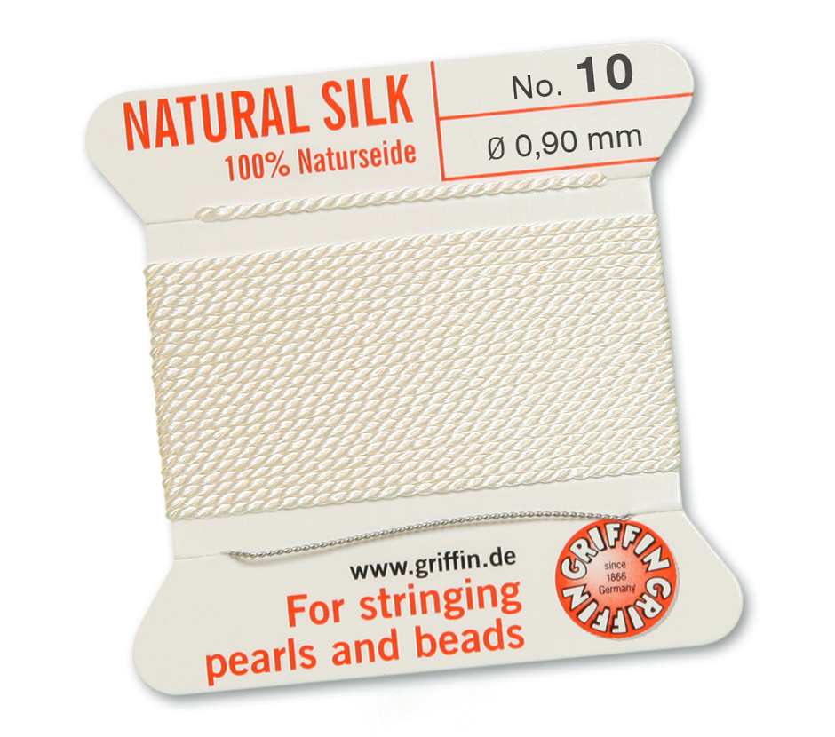 Griffin Perlseide 100 % Naturseide No. 10 weiß mit Nadel