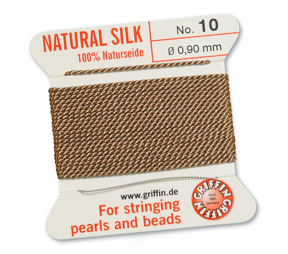 Griffin Perlseide 100 % Naturseide 2 m 1 Nadel No 10 beige