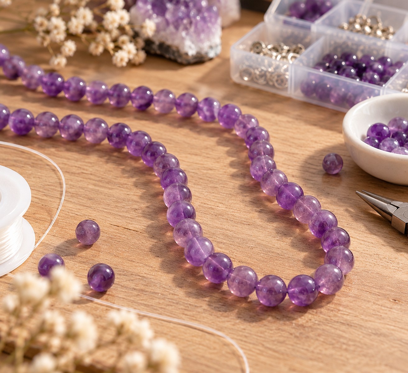 Amethyst Perlenstrang 5,5 mm unregelmäßige Perlen (ca. 33 cm Länge)
