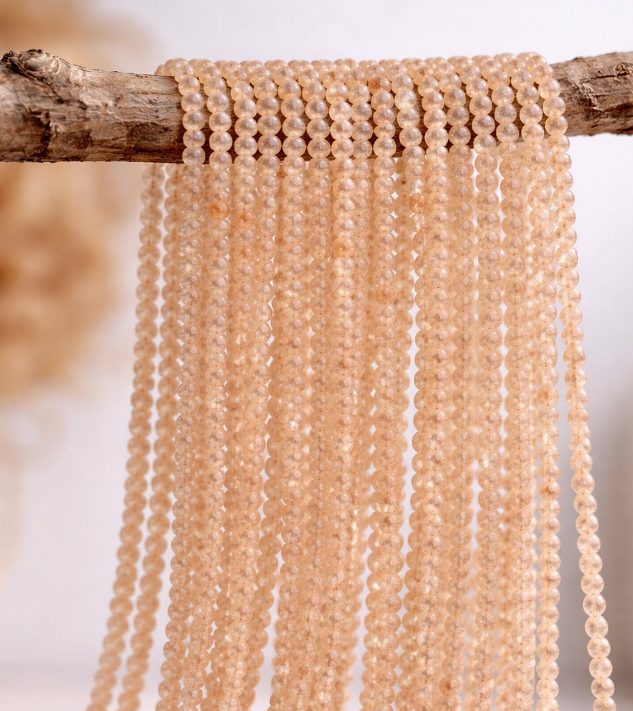 Citrin Perlenstrang 3 mm (ca. 38 cm Länge) -  Natursteinperlen zur Schmuckherstellung