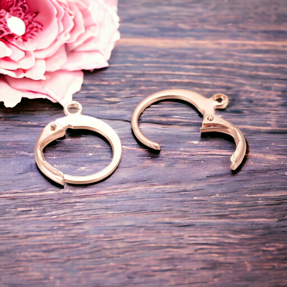 2 rosegoldfarbene Edelstahl Klappbrisuren14,5 x 12,5 x 1,5 mm