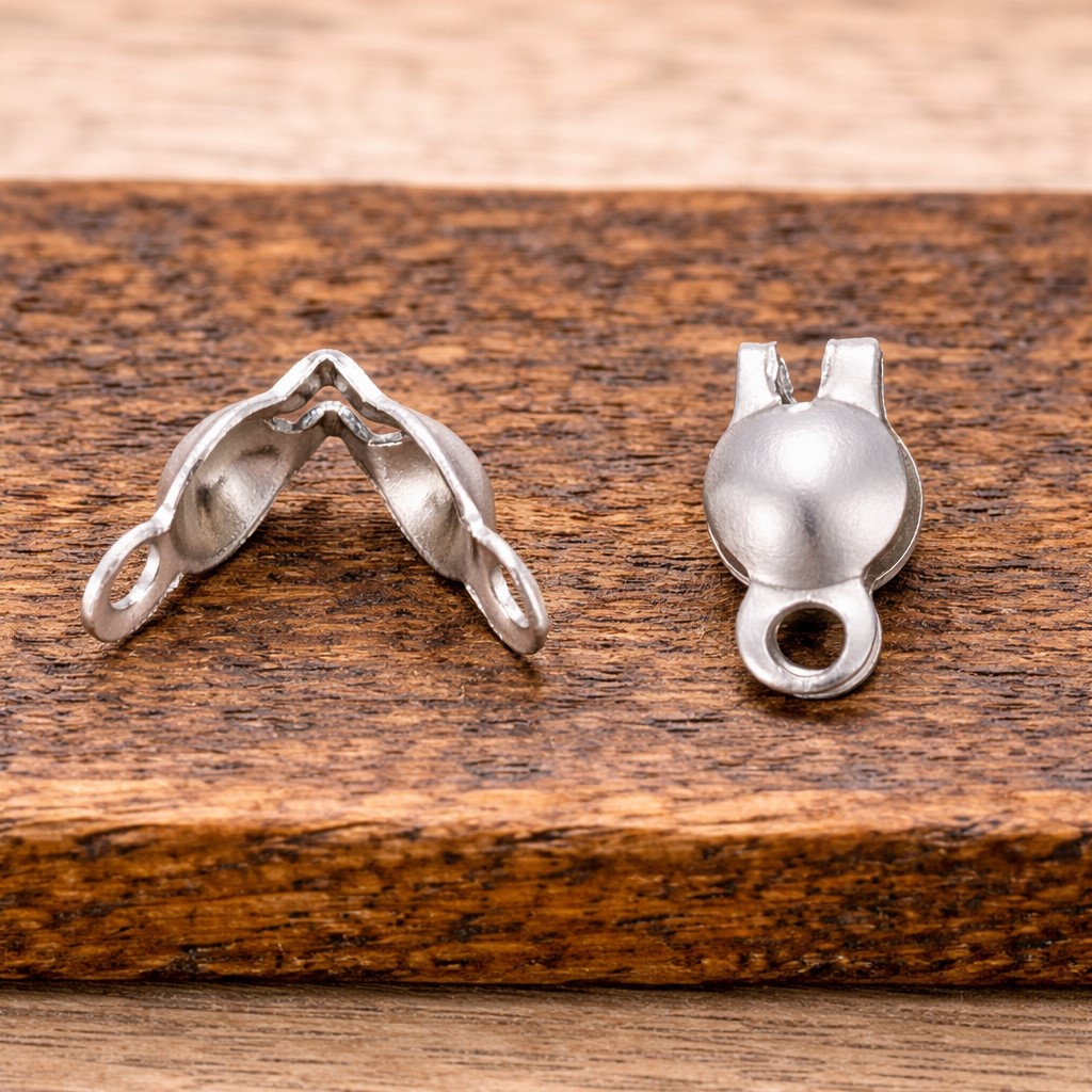 10 Edelstahl Kalotten Bandenden 6 x 3 mm