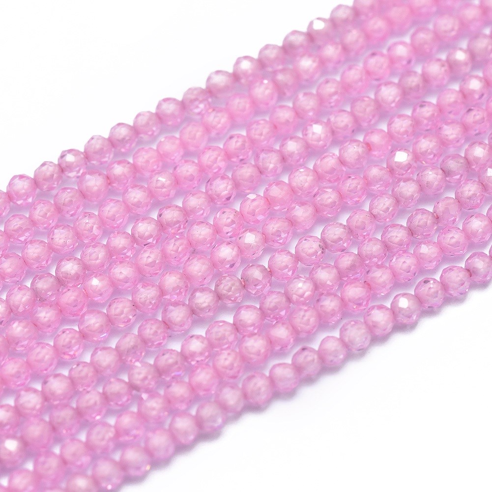 zirkonia-perlen-2-mm-facettiert-rosa Zirkonia Perlenstrang 2 mm rosa facettiert (ca. 160 Perlen / ca 39 cm Länge)