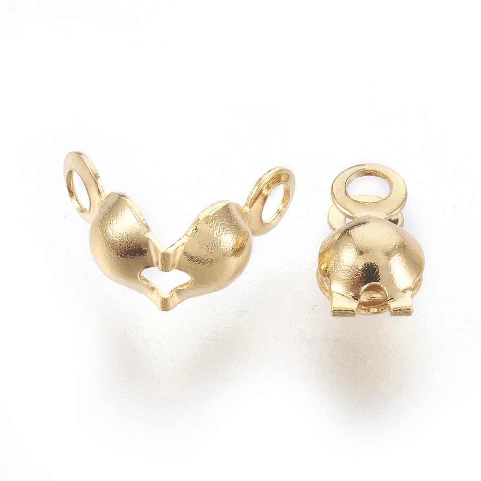 goldfarbene-edelstahl-kalotten 6 stabile Edelstahl Quetschkalotten Kalotten Bandenden goldfarben 8 x 4 mm
