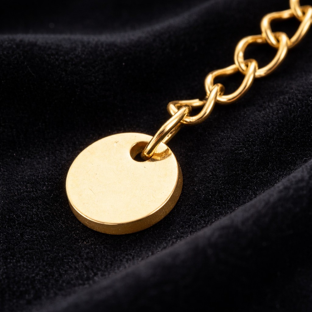 Kettenverlängerung aus Edelstahl goldfarben mit Edelstahl Charm Anhänger ca. 5,8 cm Länge