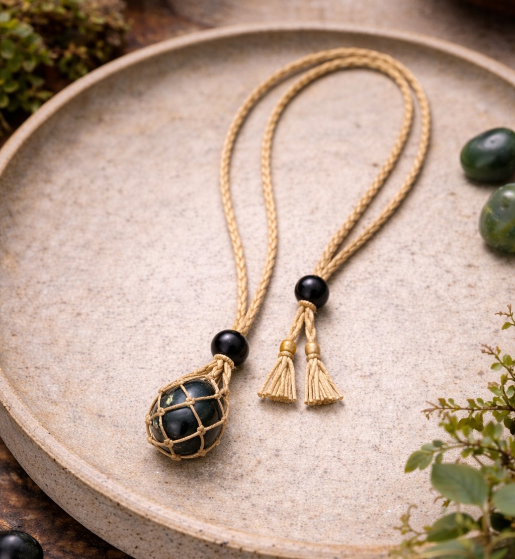 Handgefertigte Obsidian Makramee Kette - dein Stein für Schutz, Klarheit & innere Stärke Kopie