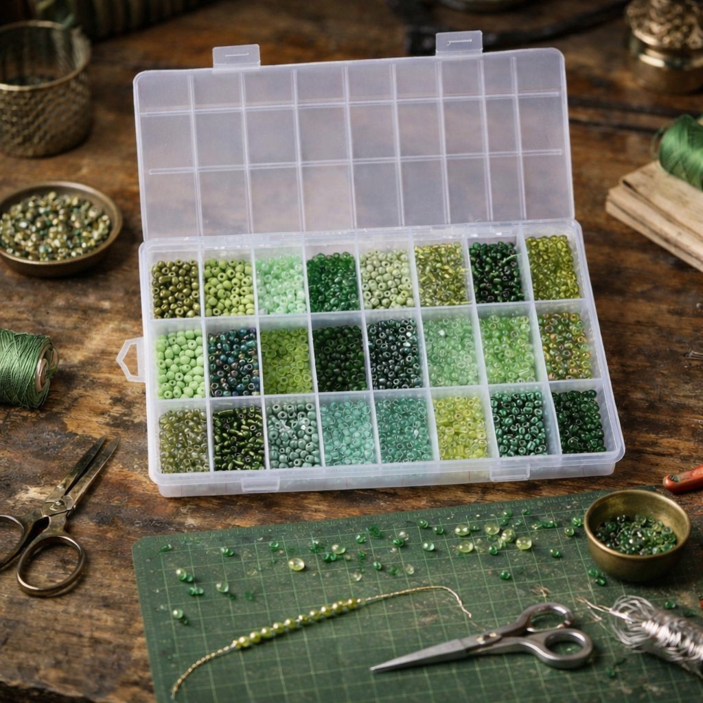 24 Farben Glasperlen Rocailles Mischpackung 6/0 ca. 4-5 mm x 2,5 - 4,5 mm