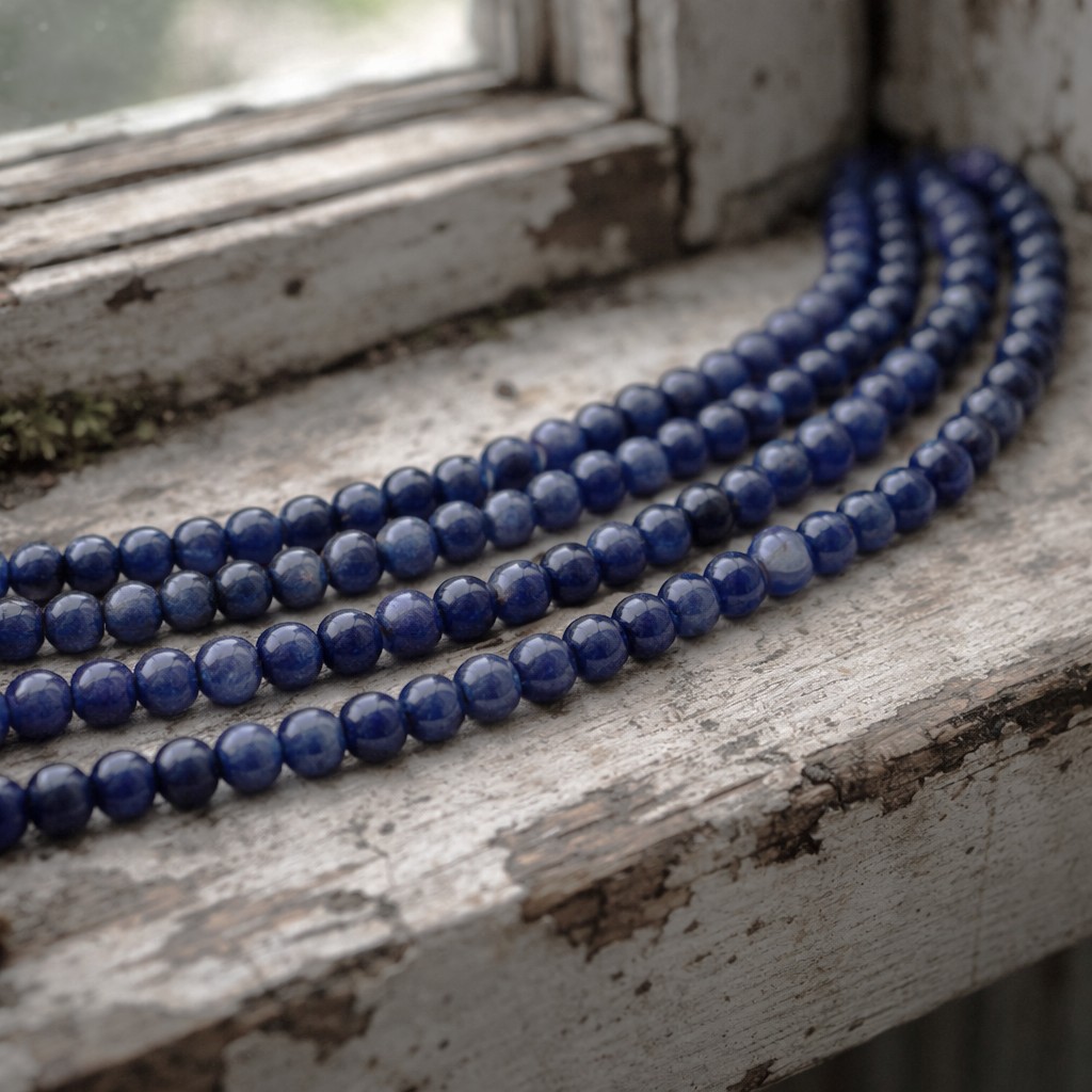 Natürlicher Sodalith Perlenstrang rund glatt 4,3 - 4,5 mm (ca.  83 Perlen / ca. 38 cm Länge)