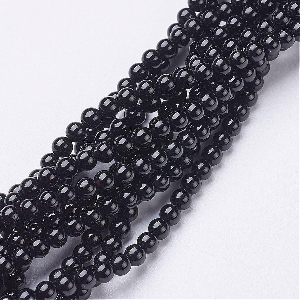 Schwarzer Onyx Perlenstrang 4 - 4,4 mm (ca. 96 Perlen / ca. 38 cm Länge)