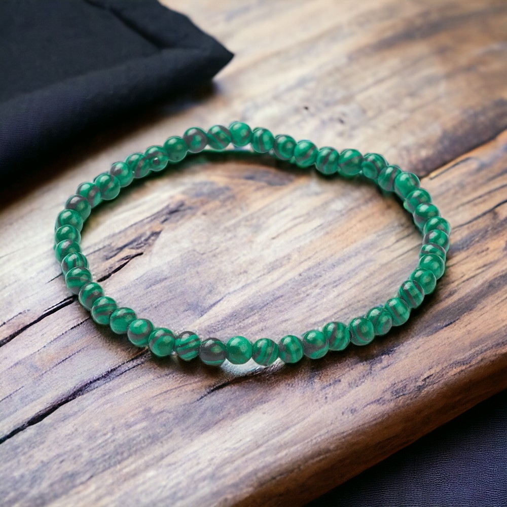 Malachit Armband 4 -5 mm mit elastischem Band