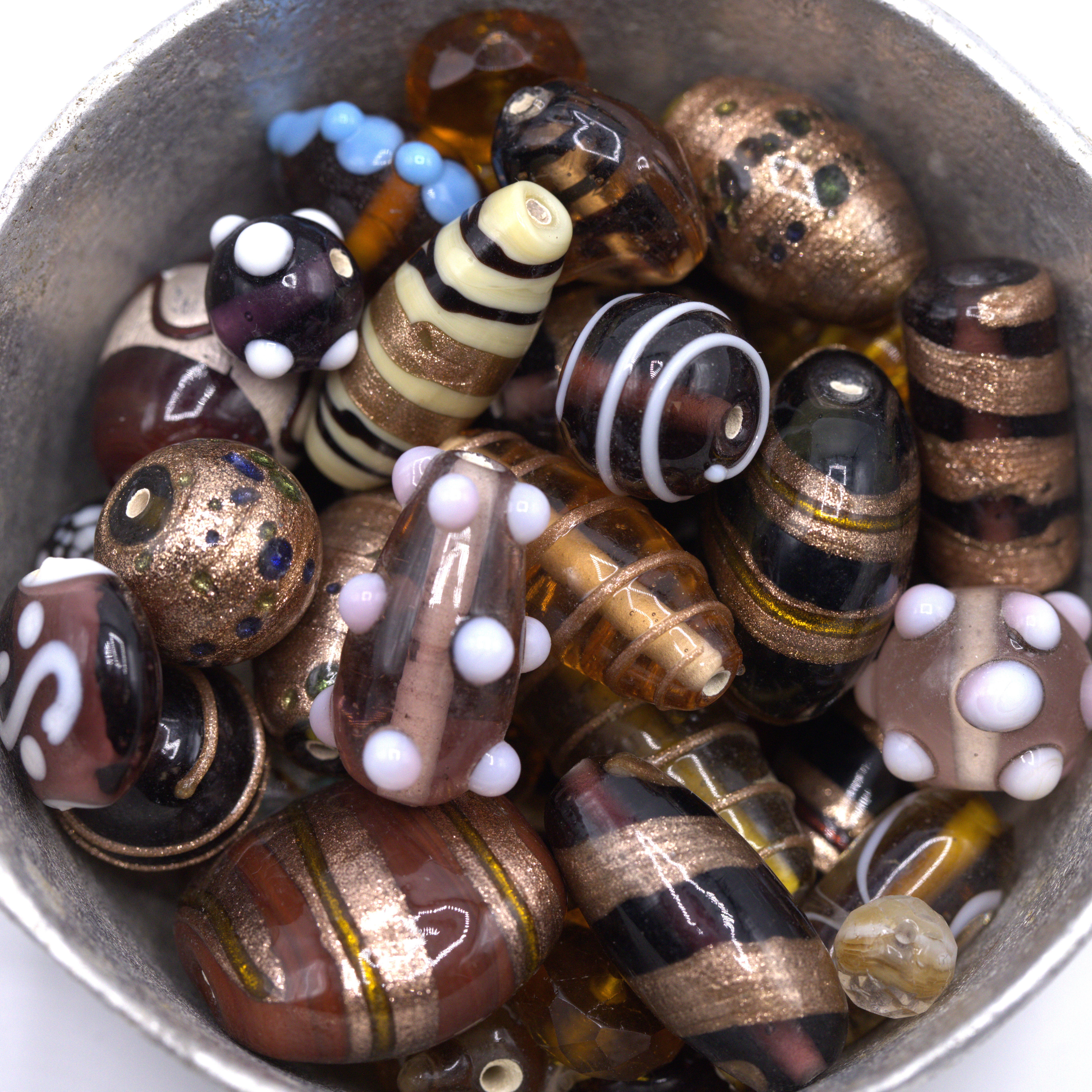 Böhmische Lampwork und Glasperlen 50 Gramm Überraschungsbeutel braun natur Böhmische Lampwork und Glasperlen 50 Gramm Überraschungsbeutel braun natur