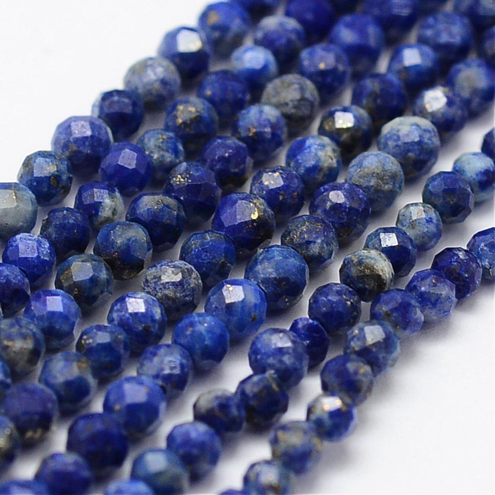 lapislazuli-2-mm-facettiert Natürlicher Sodalith Perlenstang facettiert 2 mm ( ca. 175 Perlen / ca. 38 cm Länge)