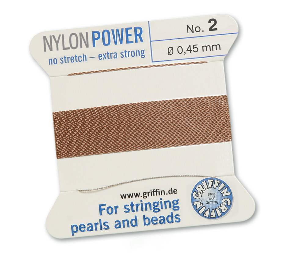 Griffin Perlseide Nylon Power No. 2 beige mit Nadel 0,45 mm