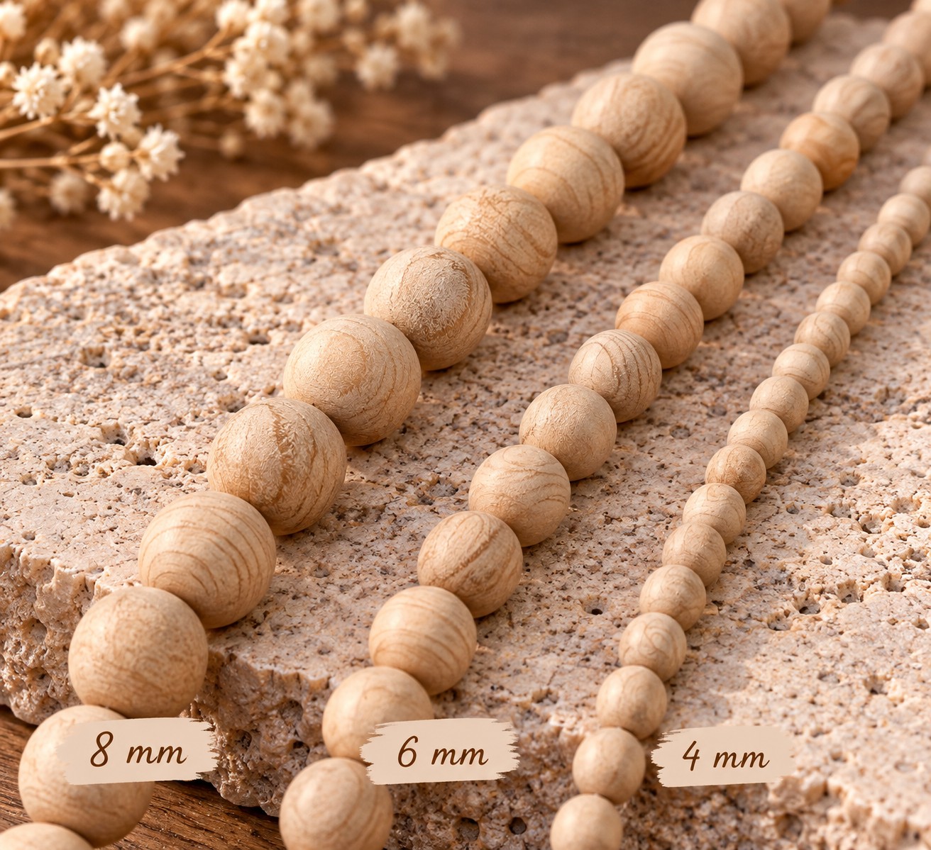 ACHTSAMKEIT - DIY Armband Bastelset mit Holzperlen und Buddhaperle