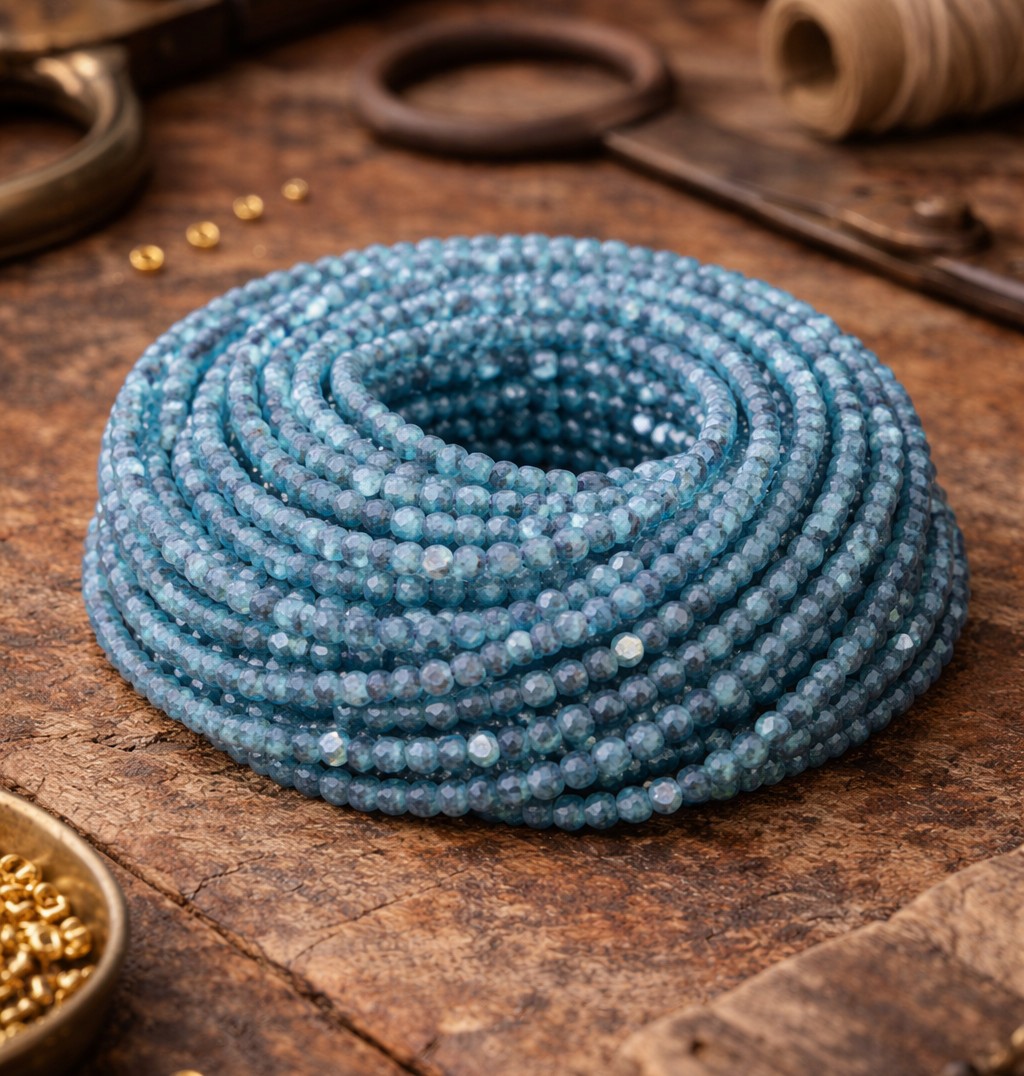 Natürlicher Apatit Perlenstrang 2 - 2,3 mm facettiert Klasse AA (ca. 166 Perlen / ca. 39 cm Länge)