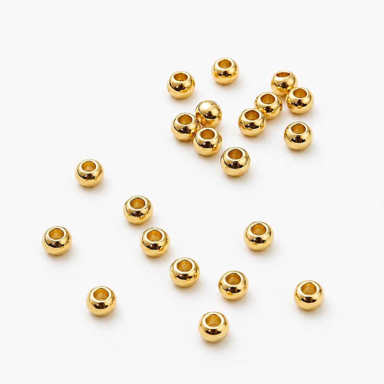 20 Edelstahl Perlen 3 x 2 mm goldfarben Zwischenperlen Spacer Abstandsperlen