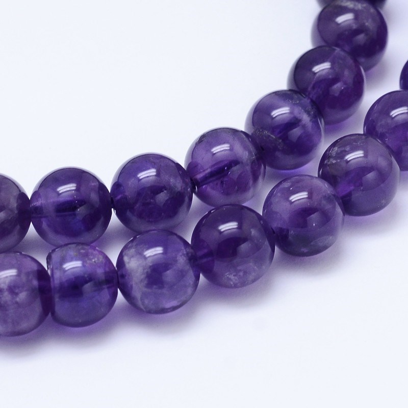 Amethyst Perlenstrang 6 mm rund glatt glänzend (ca. 63 Perlen / ca. 39 cm Länge)