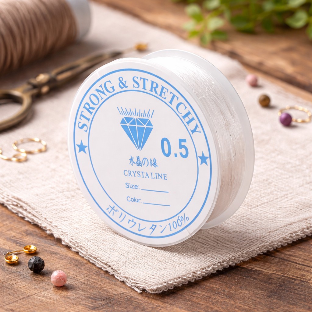 1 Rolle klare elastische dehnbare Kristall Perlenschnur 0,5 mm Länge Rolle: 10 Meter