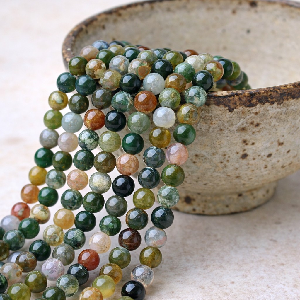 Natürlicher Achatperlenstrang rund glatt glänzend 4 - 4,4 mm (ca. 83 Perlen / ca. 39 cm Länge)