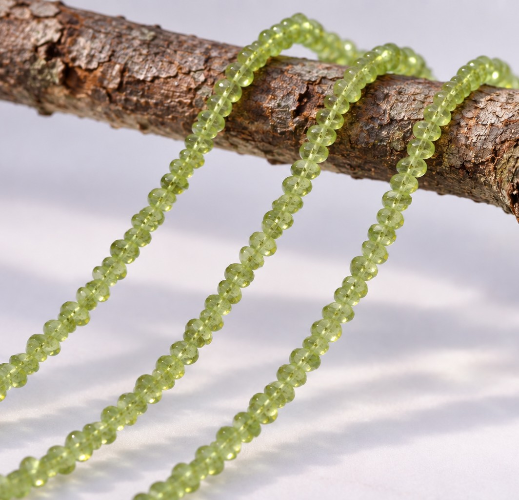 Feiner Peridot Perlenstrang unregelmäßige Rondelle 3 - 3,2 x 2,2 - 2,7 mm (ca. 35 cm Länge)