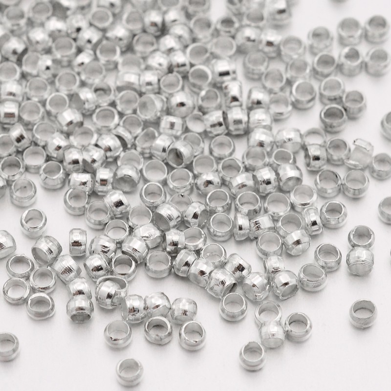 38080b95-420d-4e32-b436-0156ba64bf86 100 Messing Quetschperlen silberfarben 2 x 2 mm