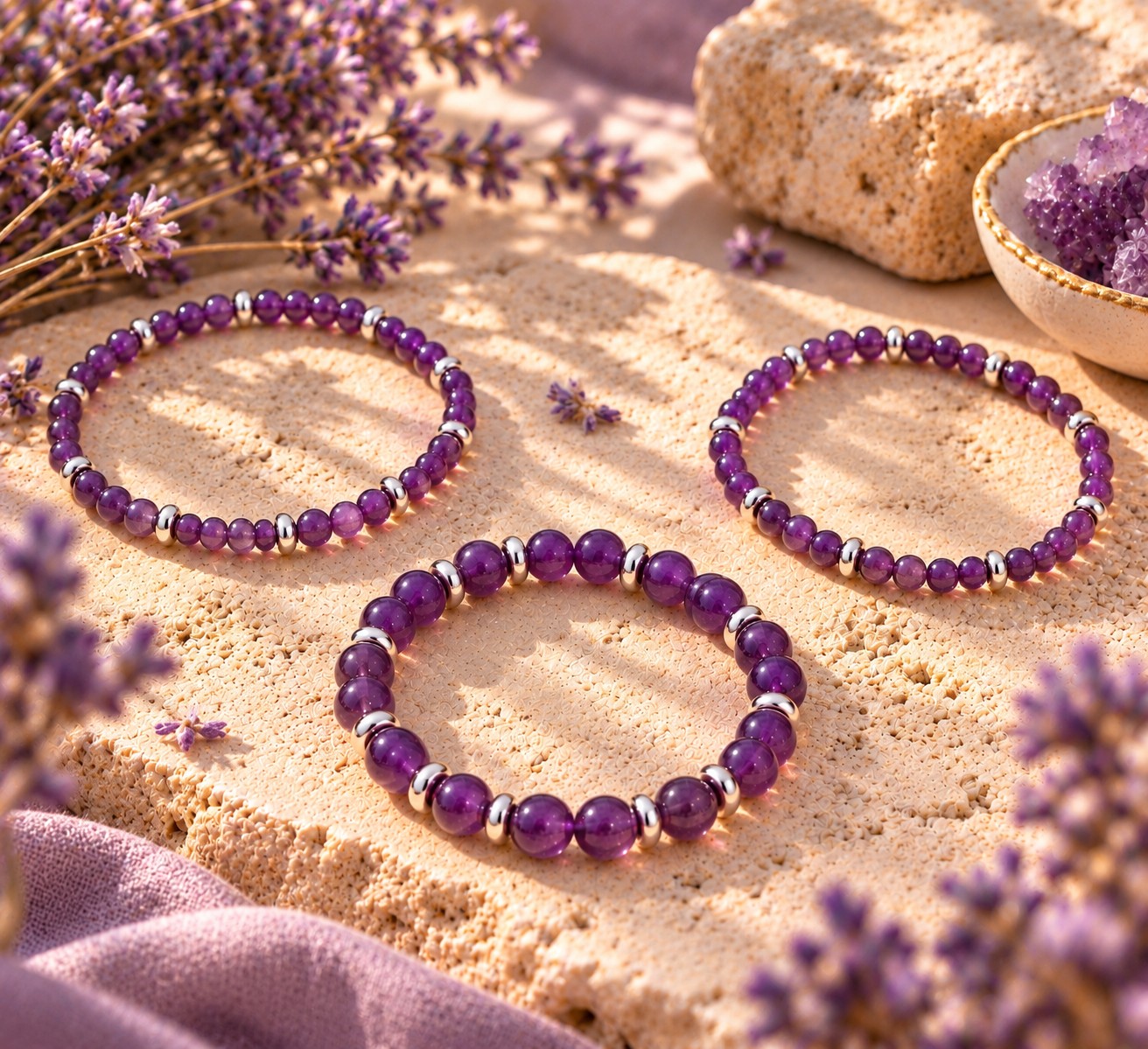 SEELENRUHE - DIY Armband Bastelset mit Amethyst Edelsteinperlen