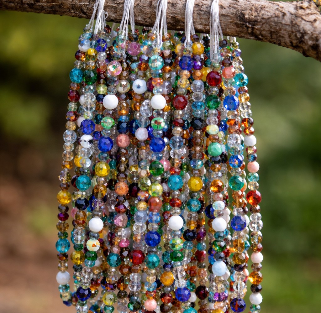 Facettierter Glasperlenstrang bunte Mischung von verschiedenen Farben und Formen 2-13 x 2-20 x 2-12 mm