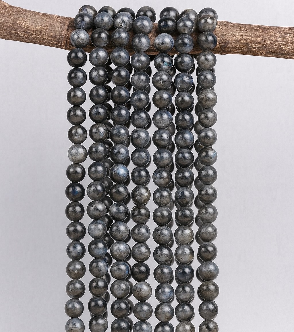 Natürlicher Labradorit Perlenstrang 6 - 6,5 mm rund glatt glänzend (ca. 60 Perlen / ca. 38,5 cm Lä